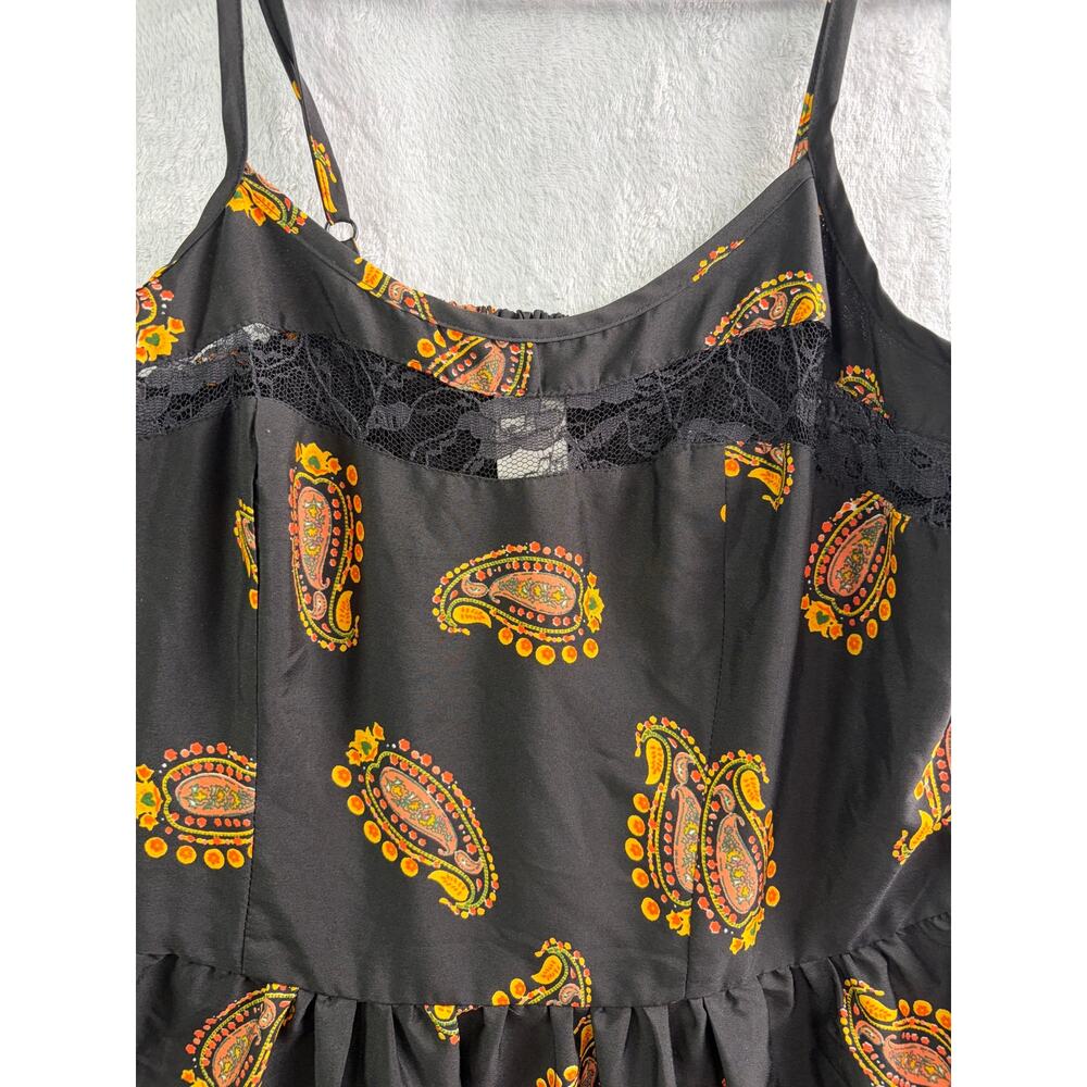 American Rag CIE Black Paisley Boho Sleeveless Mini Dress - Size L - Picture 6 of 9